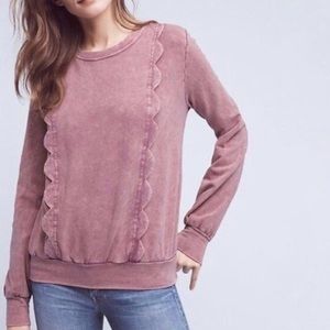 Anthropologie Eri + Ali weckerlie scalloped purple/rose sweatshirt.